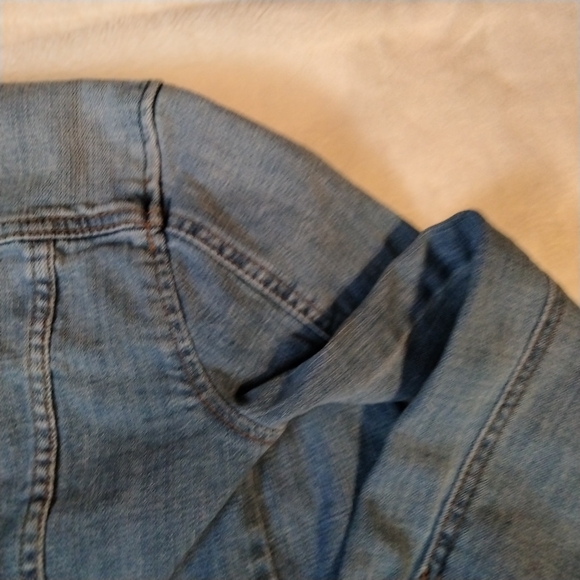 Anthropologie Women's Pilcro &Letterpress Green Ruffled Denim Jacket XS Spring - Picture 5 of 12